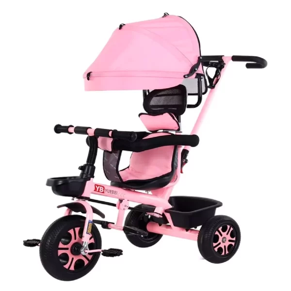 Coche Triciclo Infantil 4 En 1 Rosado