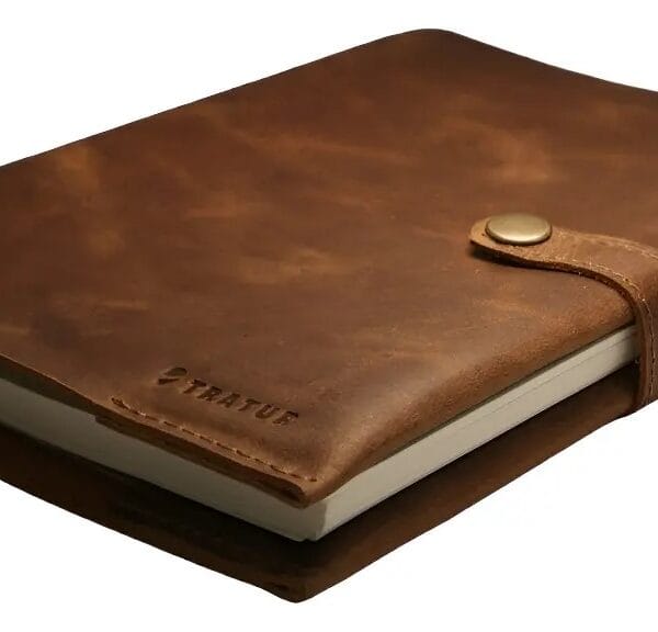 Cuaderno De Cuero Tratur 100 Hojas Blancas Lisas, 14,5 X 20 Cm