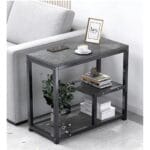 Mesa Auxiliar con Tablero de MDF Gris Claro y Estructura de Acero 60×40×68cm 1 1A 191