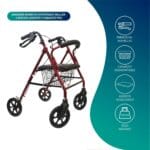 Andador Burro Ortopédico 4 Ruedas - Asiento y Canasto Pro GLOMED 1 1A 198
