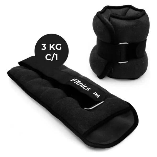 Pesas De Tobillo Muñeca Tobillera Set 2 De 3kg C/u Total 6kg Color Negro