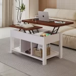 ELEMENT DESIGN | Mesa De Centro 4 in 1 con Doble Cubierta Elevable Marrón 2 2 33