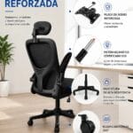 Silla Oficina Ergonómica Reclinable Apoyabrazos Ajustables Negro Casabella 2 2A 210