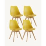 Pack 4 Sillas Eames Acolchadas Amarillo Comedor Living Oficina 2 2A 214