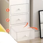 Velador Angosto con Cajones Blancos 30x30x66cm HOMER DESIGN 2 3 17