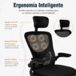 Silla Oficina Ergonómica Reclinable Apoyabrazos Ajustables Negro Casabella 3 3A 208