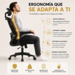 Silla Oficina escritorio Ergonómica Giratoria Casa Bella Con Apoyacabezas Negro Prime 3 3A 221