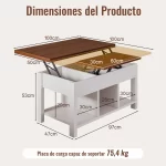 ELEMENT DESIGN | Mesa De Centro 4 in 1 con Doble Cubierta Elevable Marrón 4 4 29