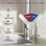 LEFORGE BAIN | Llave Monomando Lavaplatos Extensible Griferia Cocina Plateado 4 4A 145