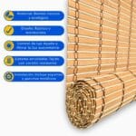 Cortina Roller Bambú Persiana Enrollable 150 X 200 Cafe Claro 4 4A 151