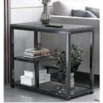 Mesa Auxiliar con Tablero de MDF Gris Claro y Estructura de Acero 60×40×68cm 4 4A 152