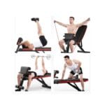 Banco Abdominal Plegable Negro Ajustable y Bandas Elásticas 4 4A 60