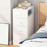 Velador Angosto con Cajones Blancos 30x30x66cm HOMER DESIGN 3 5 11