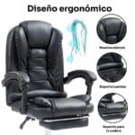 Silla Solana Ejecutiva Reclinable Con Masajeador Reposapies Silla De Oficina Cuero Giratorio-VIDITA 5 5