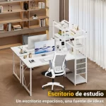 Escritorio Biblioteca Con Cerraduras 140x60x110cm Con Estanteria Reversible Cajones Trabajo 4 5 18