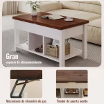 ELEMENT DESIGN | Mesa De Centro 4 in 1 con Doble Cubierta Elevable Marrón 6 6 20