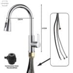 LEFORGE BAIN | Llave Monomando Lavaplatos Extensible Griferia Cocina Plateado 6 6A 104