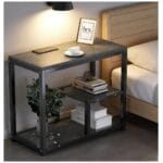 Mesa Auxiliar con Tablero de MDF Gris Claro y Estructura de Acero 60×40×68cm 6 6A 108