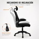 Silla Oficina Ergonómica Reclinable Apoyabrazos Ajustables Negro Casabella 6 6A 128