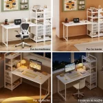 Escritorio Biblioteca Con Cerraduras 140x60x110cm Con Estanteria Reversible Cajones Trabajo 6 7 11