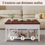 ELEMENT DESIGN | Mesa De Centro 4 in 1 con Doble Cubierta Elevable Marrón 7 7 17