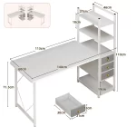 Escritorio Biblioteca Con Cerraduras 140x60x110cm Con Estanteria Reversible Cajones Trabajo 7 8 10