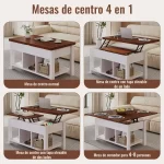 ELEMENT DESIGN | Mesa De Centro 4 in 1 con Doble Cubierta Elevable Marrón 8 8 16