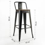 Pack 4 Pisos De Bar Tolix Asiento de Madera Negro - Novahus 8 8A 51