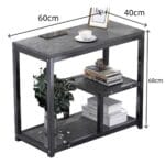 Mesa Auxiliar con Tablero de MDF Gris Claro y Estructura de Acero 60×40×68cm 8 8A 53