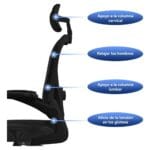Silla Oficina Ergonómica Reclinable Apoyabrazos Ajustables Negro Casabella 8 8A 63