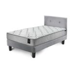 Combo Cama Cannon 1.5 Plaza Textil + Respaldo Gris 1 Cannon Still 1