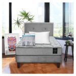 Combo Cama Cannon 1.5 Plaza Textil + Respaldo Gris 2 Cannon Still