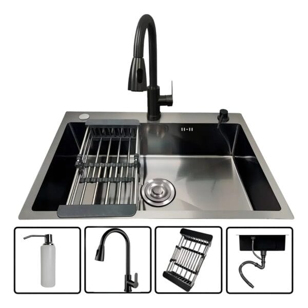 Lavaplatos 68x45 cm de Acero con Llave Dual Full