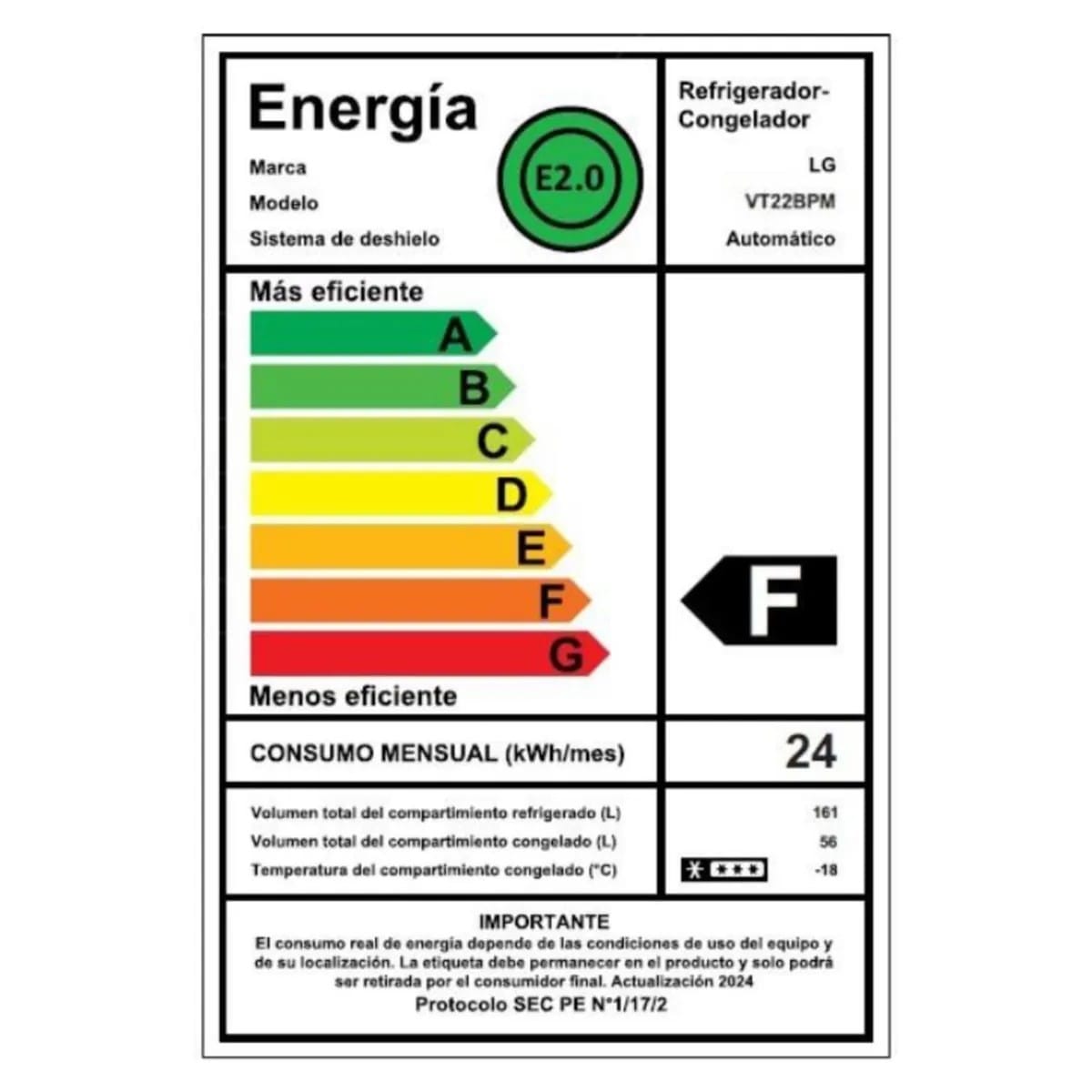 LG 217 lts. VT22BPM 12