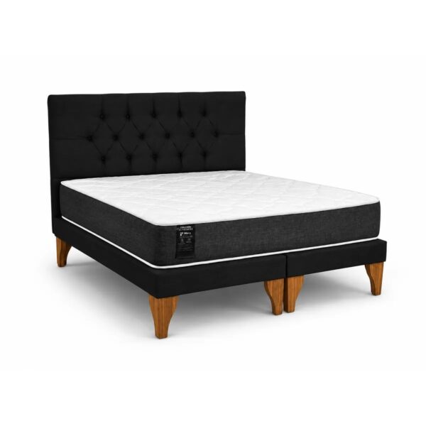 Cama 2 Plazas Mery Desing + Respaldo Capitone Negro