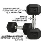 SET 2 MANCUERNAS 10 KG C/U TEN SERIES 9 Par Exagonal 20kg 3
