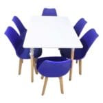 Comedor Rectangular 120x80 cm Blanco + 6 Sillas Azules 2 Rectangular Azul 1 removebg preview