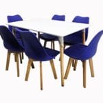 Comedor Rectangular 120x80 cm Blanco + 6 Sillas Azules 1 Rectangular Azul 11 Photoroom