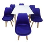 Comedor Rectangular 120x80 cm Blanco + 6 Sillas Azules 4 Rectangular Azul 8 PhotoGrid