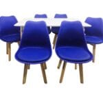Comedor Rectangular 120x80 cm Blanco + 6 Sillas Azules 5 Rectangular Azul 9 Photoroom