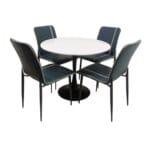 Comedor Tulip Redondo 90cm + 4 Sillas Capitones Azul 9 Redonda BN Capitone 1