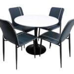 Comedor Tulip Redondo 90cm + 4 Sillas Capitones Azul 3 Redonda BN Capitone 11