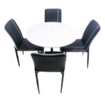 Comedor Tulip Redondo 90cm + 4 Sillas Capitones Azul 7 Redonda BN Capitone 12