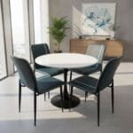 Comedor Tulip Redondo 90cm + 4 Sillas Capitones Azul 1 Redonda BN Capitone 13