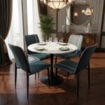 Comedor Tulip Redondo 90cm + 4 Sillas Capitones Azul 2 Redonda BN Capitone 14