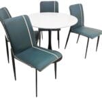 Comedor Tulip Redondo 90cm + 4 Sillas Capitones Azul 4 Redonda BN Capitone 2