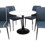 Comedor Tulip Redondo 90cm + 4 Sillas Capitones Azul 6 Redonda BN Capitone 5